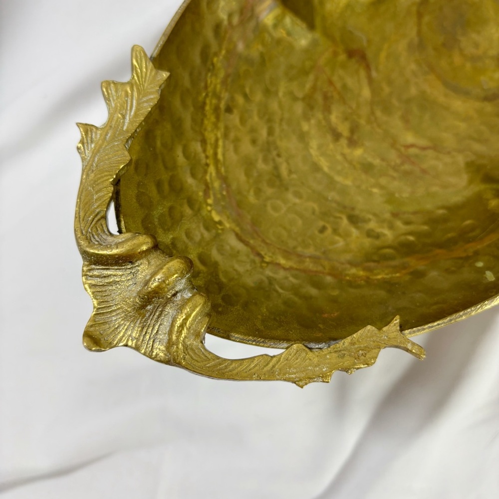 Vintage Large Hammered Brass Console Bowl Centerpiece - Picture 6 of 7